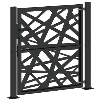 Gartentor Schwarz 105x105 cm Stahl Lichtdesign