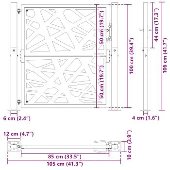 Gartentor Schwarz 105x105 cm Stahl Lichtdesign