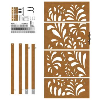 Gartentor 105x180 cm Wetterfester Stahl Wellen-Design