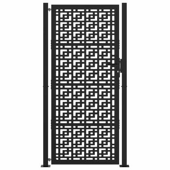 Gartentor Schwarz 105x205 cm Stahl Kreuz-Design