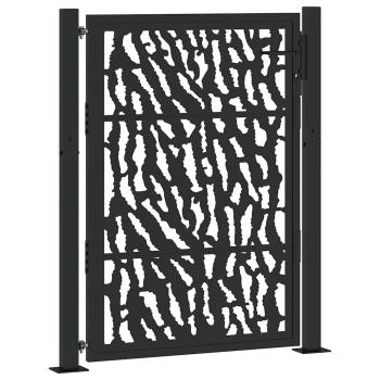 Gartentor Schwarz 105x130 cm Stahl Spurendesign