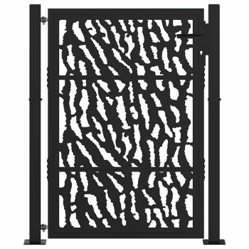 Gartentor Schwarz 105x130 cm Stahl Spurendesign