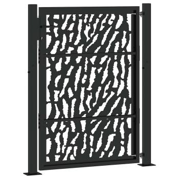 Gartentor Schwarz 105x130 cm Stahl Spurendesign