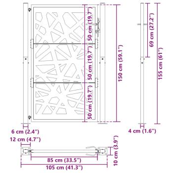 Gartentor 105x155 cm Wetterfester Stahl Lichtdesign