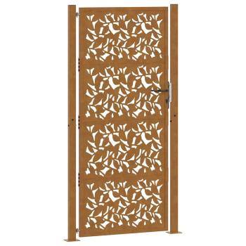 ARDEBO.de - Gartentor 105x205 cm Wetterfester Stahl Blatt-Design