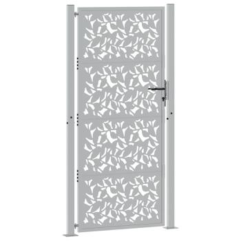 Gartentor 105x205 cm Wetterfester Stahl Blatt-Design