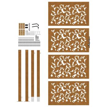 Gartentor 105x205 cm Wetterfester Stahl Blatt-Design