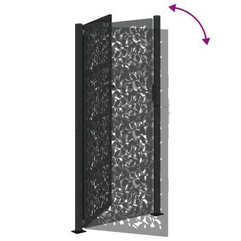 Gartentor Schwarz 105x205 cm Stahl Blatt-Design
