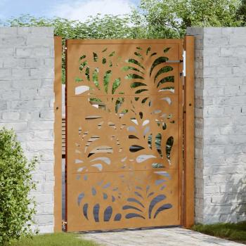 ARDEBO.de - Gartentor 105x130 cm Wetterfester Stahl Wellen-Design