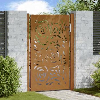 ARDEBO.de - Gartentor 105x155 cm Wetterfester Stahl Flammen-Design