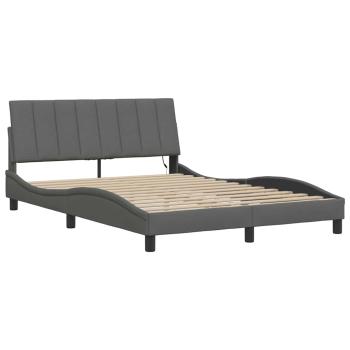 Bettgestell ohne Matratze Dunkelgrau 140x190 cm Stoff