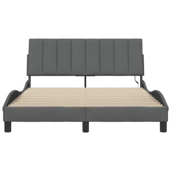 Bettgestell ohne Matratze Dunkelgrau 140x190 cm Stoff