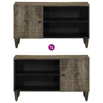 TV-Schrank Hellgrau 80x31,5x46 cm Massivholz Mango