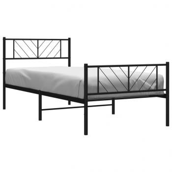 Bettgestell mit Kopf- und Fußteil Metall Schwarz 100x200 cm