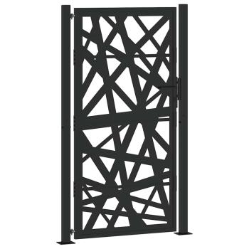 Gartentor Schwarz 105x180 cm Stahl Lichtdesign