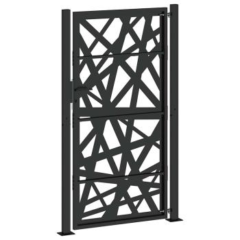Gartentor Schwarz 105x180 cm Stahl Lichtdesign