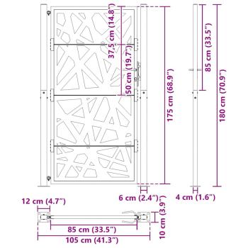 Gartentor Schwarz 105x180 cm Stahl Lichtdesign