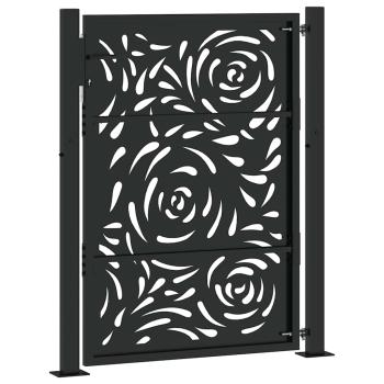 Gartentor Schwarz 105x130 cm Stahl Flammen-Design