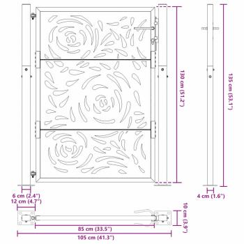 Gartentor Schwarz 105x130 cm Stahl Flammen-Design