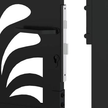 Gartentor Schwarz 105x155 cm Stahl Wellen-Design