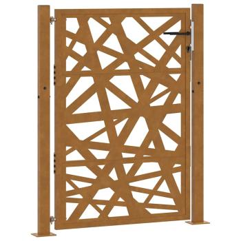 Gartentor 105x130 cm Wetterfester Stahl Blatt-Design
