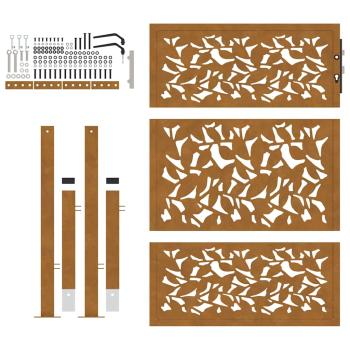 Gartentor 105x130 cm Wetterfester Stahl Blatt-Design