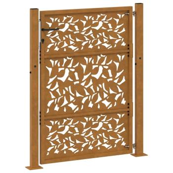 Gartentor 105x130 cm Wetterfester Stahl Blatt-Design