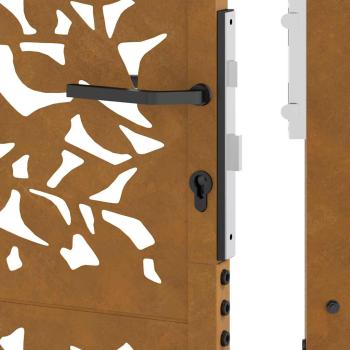 Gartentor 105x130 cm Wetterfester Stahl Blatt-Design