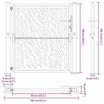 Gartentor 105x105 cm Wetterfester Stahl Spurendesign
