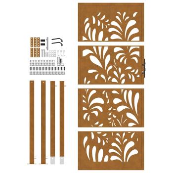 Gartentor 105x205 cm Wetterfester Stahl Wellen-Design