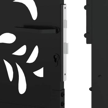 Gartentor Schwarz 105x205 cm Stahl Wellen-Design