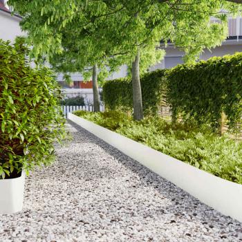 ARDEBO.de - Rasenkanten 10 Stk. Weiß 25x103 cm Kaltgewalzter Stahl