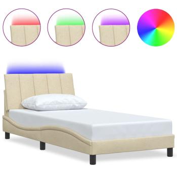 Bettgestell ohne Matratze Creme 100x200 cm Stoff