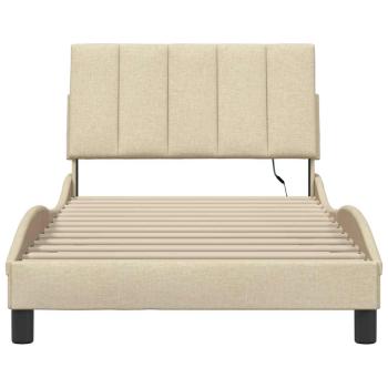 Bettgestell ohne Matratze Creme 100x200 cm Stoff