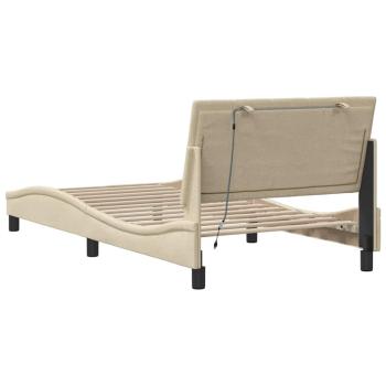 Bettgestell ohne Matratze Creme 100x200 cm Stoff