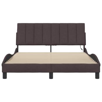 Bettgestell ohne Matratze Dunkelbraun 140x200 cm Stoff