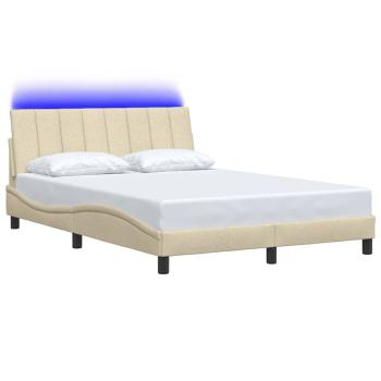 Bettgestell ohne Matratze Creme 140x200 cm Stoff