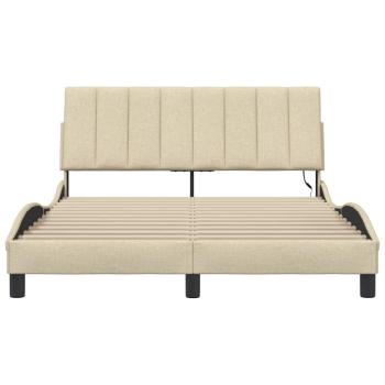 Bettgestell ohne Matratze Creme 140x200 cm Stoff
