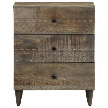 Nachttisch Hellgrau 50x33x60 cm Massivholz Mango