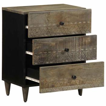 Nachttisch Hellgrau 50x33x60 cm Massivholz Mango