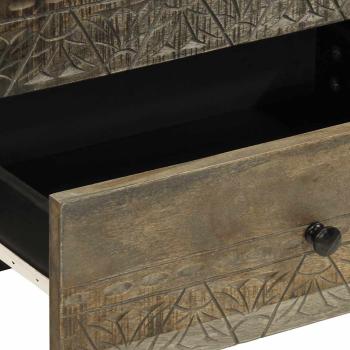 Nachttisch Hellgrau 50x33x60 cm Massivholz Mango