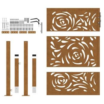 Gartentor 105x130 cm Wetterfester Stahl Flammen-Design