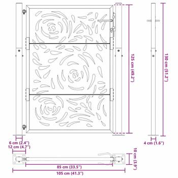 Gartentor 105x130 cm Wetterfester Stahl Flammen-Design
