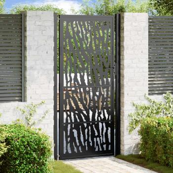 ARDEBO.de - Gartentor Schwarz 105x205 cm Stahl Spurendesign