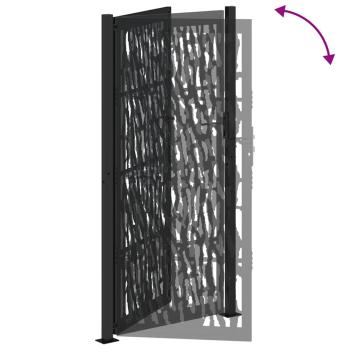 Gartentor Schwarz 105x205 cm Stahl Spurendesign