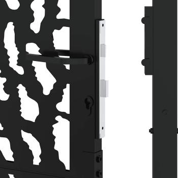 Gartentor Schwarz 105x205 cm Stahl Spurendesign