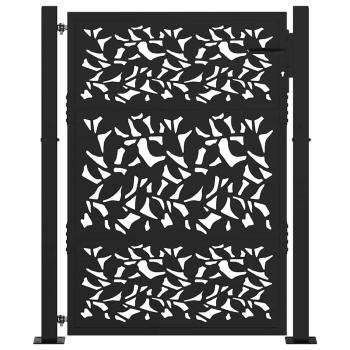 Gartentor Schwarz 105x130 cm Stahl Blatt-Design
