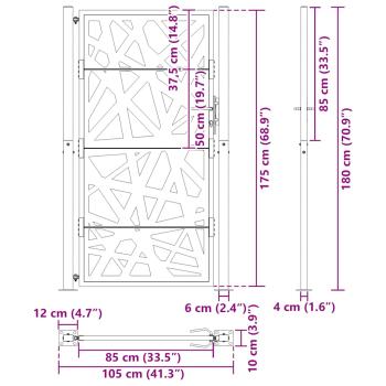 Gartentor 105x180 cm Wetterfester Stahl Lichtdesign