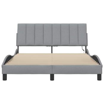 Bettgestell ohne Matratze Hellgrau 140x190 cm Stoff