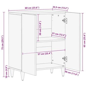 Sideboard Hellgrau 60x33,5x75 cm Massivholz Mango